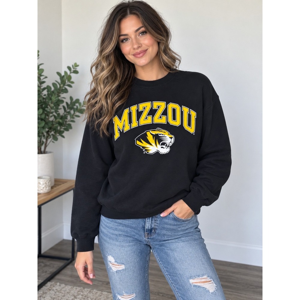 Mizzou Missouri Tigers The Victory Crewneck Sweatshirt Black Medium NCAA College